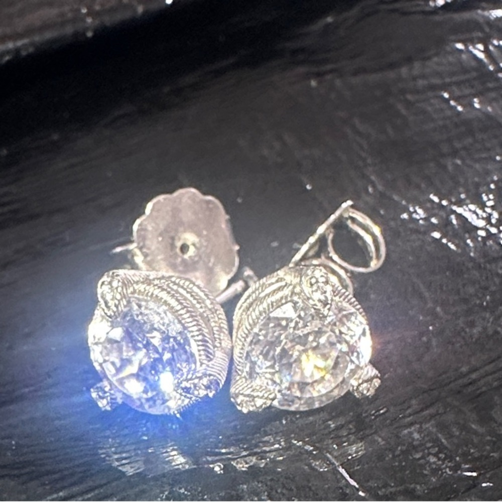 JUDITH RIPKA Elegant Silver Stud Earrings 925s CZ Thailand